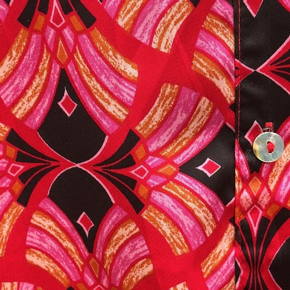 ❤️🩷❤️Elenza dress red pink black deco ruffle midi satin NWOT - Picture 5 of 13